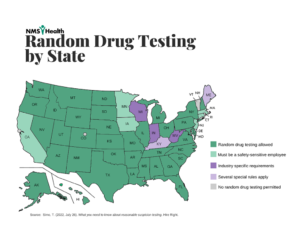 Random drug test regulations state map