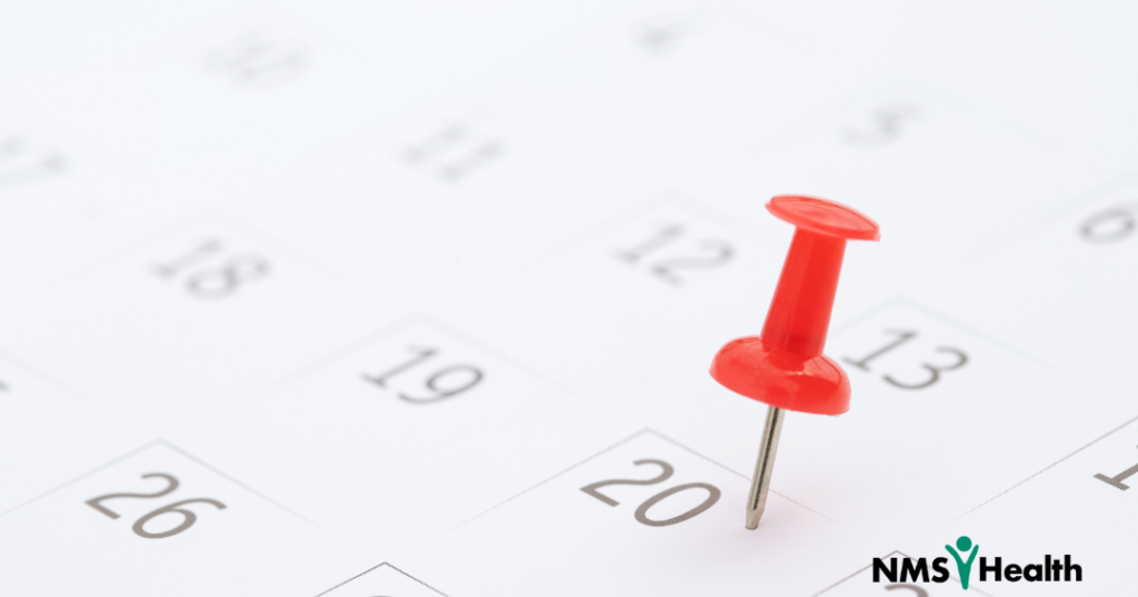 Push pin on a calendar
