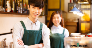 Young employees in coffee shop