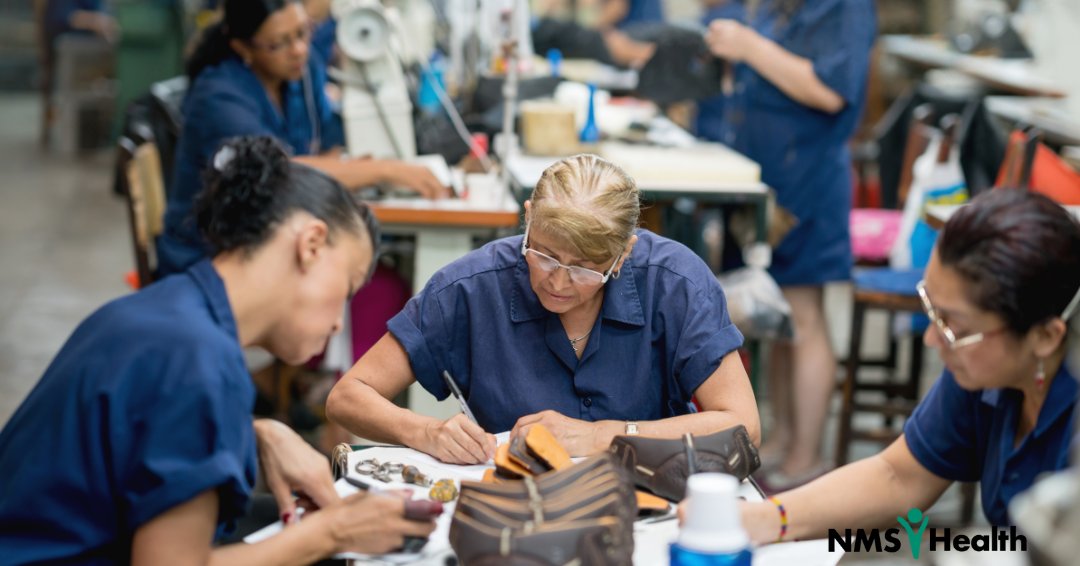 Women in frontline roles at shoe manufacturer
